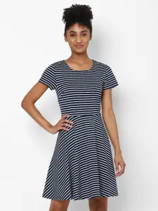 Allen Solly Woman Women Navy Blue & White Striped Dress