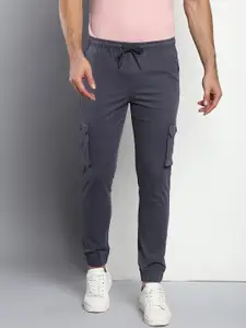 Dennis Lingo Men Grey Tapered Fit Cargo Joggers