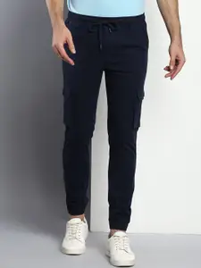 Dennis Lingo Men Navy Blue Tapered Fit Cotton Cargo Joggers