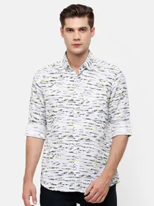 Linen Club Men Grey Regular Fit Printed Casual Shirt