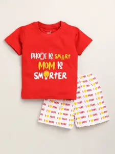 Toonyport Boys Red & White Printed T Shirt with Shorts