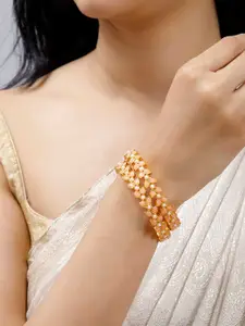 Anouk Set of 2 22K Gold-Plated Handcrafted Peach Stone Studded Bangles