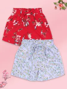 CUTECUMBER Girls Pack of 2 Floral Printed Shorts