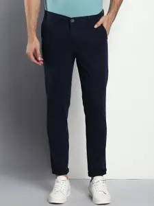 Dennis Lingo Men Navy Blue Tapered Fit Cotton Trousers