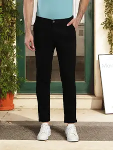 Dennis Lingo Men Black Tapered Fit Cotton Chinos Trousers