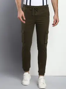Dennis Lingo Men Olive Green Tapered Fit Cargo Joggers