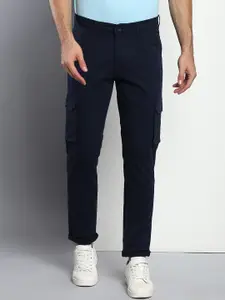 Dennis Lingo Men Navy Blue Tapered Fit Cotton Cargos