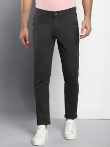 Dennis Lingo Men Grey Tapered Fit Cotton Trousers