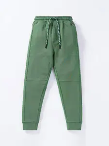 Ed-a-Mamma Kids Boys Olive Green Solid Cotton Joggers