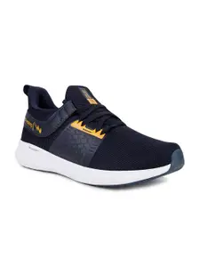 Campus Men Navy Blue & Mustard Mesh Running Shoes