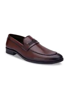 San Frissco Men Burgundy Solid Formal Slip-On Shoes
