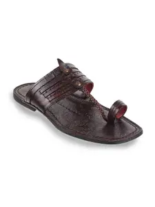 J.FONTINI J FONTINI Men Maroon Ethnic Leather Comfort Sandals