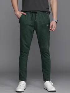 Louis Philippe ATHPLAY Men Olive Green & Black Camouflage Printed Slim Fit Track Pants