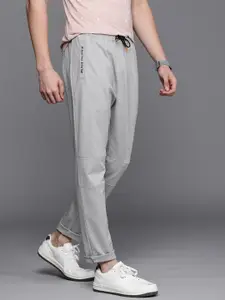Louis Philippe ATHPLAY Men Grey Self-Design Slim Fit Track Pants