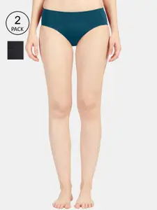 Sonari Pack of 2 Women Solid Mid-Rise Leak Proof Period Panty - sarappblackbgreenS