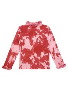 Actuel Girls Rust & Pink Pure Cotton Tie & Dye Print Top
