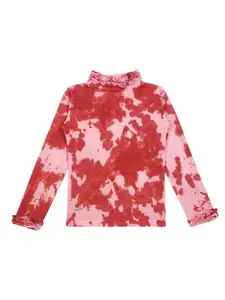 Actuel Girls Rust & Pink Tie and Dye Cotton Regular Top