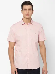Louis Philippe Sport Men White & Pink Slim Fit Striped Pure Cotton Casual Shirt