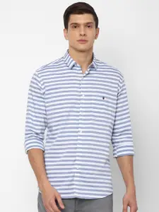Louis Philippe Sport Men Blue Slim Fit Horizontal Striped Cotton Casual Shirt
