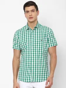 Louis Philippe Sport Men Green Slim Fit Gingham Checks Checked Pure Cotton Casual Shirt