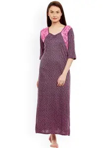 Claura Pink Floral Print Maxi Nightdress cot-39