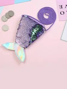 EL REGALO Girls Purple Necklace Bracelet Jewellery Set with Sequin Pouch