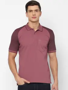 Louis Philippe Men Purple Polo Collar T-shirt