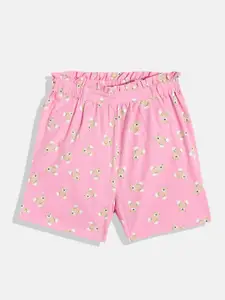 H By Hamleys Infant Girls Pink & Beige Conversational Printed Paper Bag Waist Cotton Short