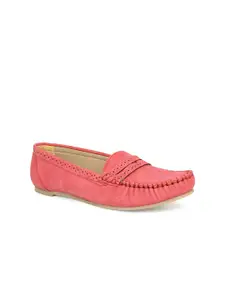 DESIGN CREW Women Coral Red Solid Loafers