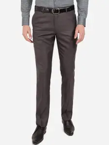Greenfibre Men Grey Classic Fit Formal Trouser