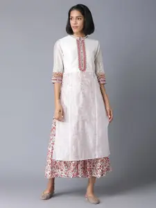 WISHFUL White Ethnic Motifs Ethnic Maxi Dress