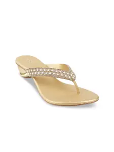 Mochi Gold-Toned Block Sandals