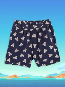 H By Hamleys Infant Girls Navy Blue & Beige Conversational Print Cotton Short