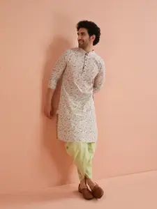 KISAH Men Printed  Regular Fit Kantha Print Kurta Dhoti Set