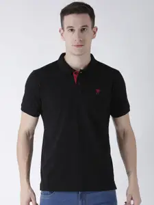 Club York Men Black Solid Polo Collar Cotton T-shirt