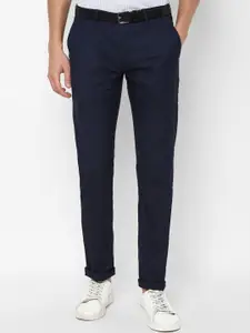 Louis Philippe Sport Men Navy Blue Slim Fit Mid-Rise Trousers