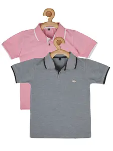 earth conscious Boys Pack of 2 Polo Collar Pure Cotton Applique T-shirt
