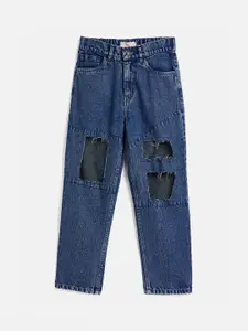 Noh.Voh - SASSAFRAS Kids Noh Voh - SASSAFRAS Kids Girls Blue Regular Fit High-Rise Highly Distressed Jeans
