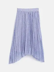 Noh.Voh - SASSAFRAS Kids Girls Lavender Printed A-Line Accordion Pleated Midi Skirt