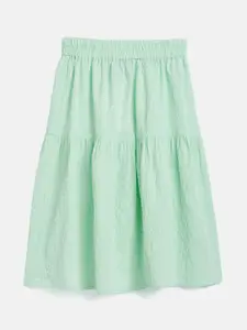 Noh.Voh - SASSAFRAS Kids Girls Green Solid Flared Skirt