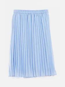 Noh.Voh - SASSAFRAS Kids Girls Blue Solid Accordion Pleats Flared Midi Skirt