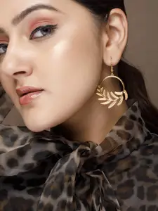 TOKYO TALKIES X rubans FASHION ACCESSORIES Women Gold-Toned Leaf Shaped Drop Earrings