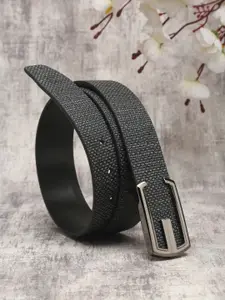 Carlton London Men Grey Textured Leather Belt