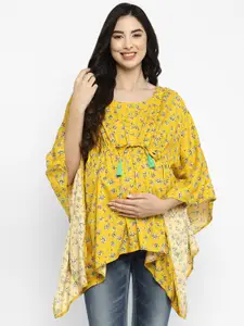 Momsoon Maternity Yellow Floral Print Kaftan Longline Top