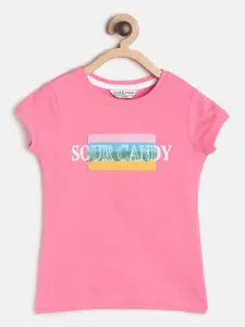 TALES & STORIES Girls Pink Typography Printed Slim Fit T-shirt