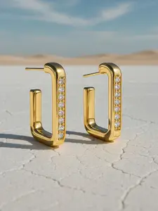 Rubans Voguish 18K Gold-Plated Tarnish-Free Demi-Fine Geometric Half Hoop Earrings