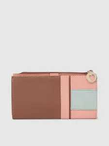 Baggit Women Brown & Pink Colourblocked Two Fold Wallet
