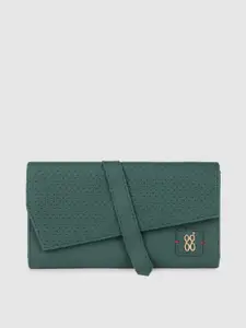 Baggit Women Teal Green Solid Three Fold Wallet