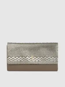 Baggit Women Olive Green & Silver-Toned Printed Three Fold Wallet