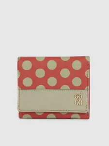 Baggit Women Red & Olive Green Polka Dots Print Three Fold Wallet